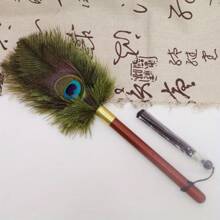 28-47cm künstliche Feder mit Nussholzgriff Staubwedel, mit Quasten Haushalts Staub Wischer Bürste Griff Entfernung und Reinigungsornament, antistatisch Entfernungs Duster Fellendreinigungsutensilien