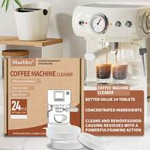 24 片装咖啡机清洁剂和除垢片，适用于咖啡壶和机器的除垢清洁片 - 适用于 Breville、Delonghi 和浓缩咖啡机