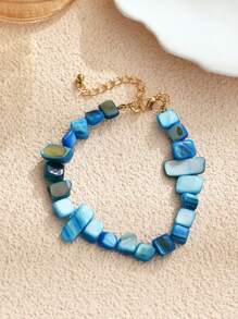 1/2/3/6/9pcs Multi-Color Natural Shell Asymmetrical Stone Sea Star Necklace Bracelet Set, Suitable For Women Spring/Summer Daily, Beach, Holiday & Casual Wear