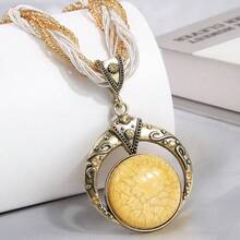 1 件波西米亚绿色手工编织吊坠项链复古女士节日派对配饰礼物 - 吊墜項鍊 - 查看 2