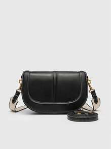 Bolso bandolera de la marca Za, bolso de lujo del 2025 con nuevo estilo, con correa de hombro ancha, decoración de pespunte y cierre, bolso cruzado