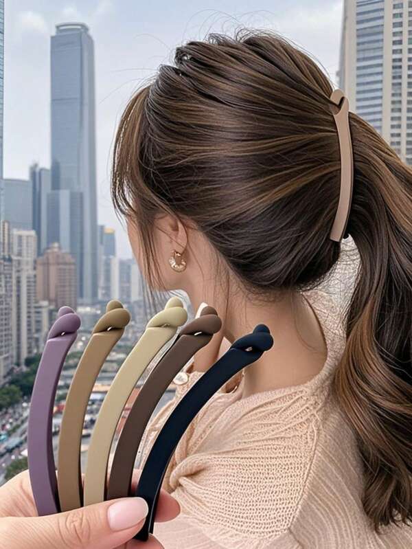 5pcs/1pack Women's Black/Khaki/Brown 11cm/4.33in Banana Shaped Lightweight Plastic Hair Clips, Minimalist Solid Color Suitable For Daily Wear, Parties, Work, Great For Hairstyling During Washing Face And Shower, Matching Makeup And Outfits, Banana Hair Clip, Hair Hair Accessories, Hair Tools, Curly Hair Accessories, Fall, Hair Tools, Accessories Women, Hair Stuff,Fall,Hair,Hair Accessories, Travel,Hair Accessories Women,Hair Accessory Women,Hair Tools,Hair Stuff,Stuff,Beauty Accessories,Gifts,Travel,Gifts For Women,Hair Stuff,Stocking Stuffers