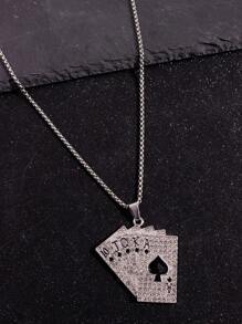 1 pieza Collar colgante de naipe de póker de estilo punk rock plateado, diseño versátil para uso casual y para ir al trabajo