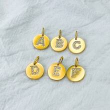 26-Letter English Drip Letter Stainless Steel Accessories Set With Zirconia Inlay DIY Pendant Bracelet Necklace Earrings Jewelry Charms, Handmade DIY Charm Pendants For Bracelets