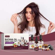 EELHOE Batana Oil Hair Care Gift Set (4-Piece/8-Piece) - Complete Hair Maintenance With Shampoo, Conditioner, Hair Mask & Scalp Oil, Nourishing Formula For All Hair Types, The Best Gift - Birthday/Halloween/Christmas - 棕色 - 查看 3