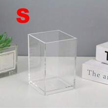 1 pieza Soporte transparente para brochas de maquillaje, organizador de tocador transparente de escritorio para lápices de cejas, productos para el cuidado de la piel, almacenamiento compacto de cosméticos para el baño y el dormitorio