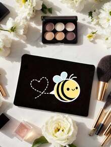 可爱蜜蜂手提包套装：轻便购物袋，配迷你零钱包。旅行化妆包：户外美妆的完美之选！勤劳的蜜蜂图案，送给妈妈、老师、朋友的完美礼物，便携式休闲收纳包，运动装饰包，礼品包，化妆包，教师节礼物，可重复使用化妆包 - 彩色 - 查看 5