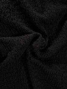 Women Elegant Textured Draping Wave Hem Skirt - Black - View 6