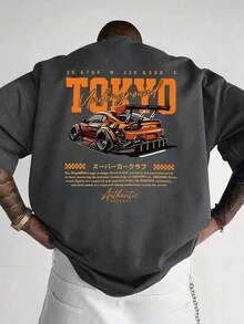 Men's Loose-Fitting Short-Sleeve T-Shirt With A Modern Print | Exquisite Design | Summer Essential | Easy To Match, Highlights Your Style - 深灰色 - 查看 1