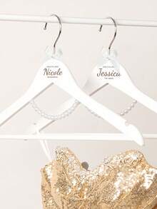 Personalized Custom Text Wedding Hanger White Wooden Bridesmaid Dress Hanger With Bow & Pearl Customized Name Bridesmaid/Bride Hanger Wedding Decor - Multicolor - View 4