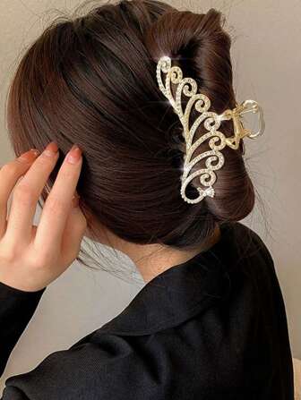 1 pièce Pince à cheveux avec strass Phénix, grande barrette élégante, accessoire pour cheveux mode cadeau, accessoire de beauté pince à cheveux décontractée
