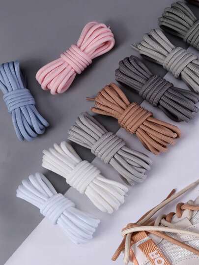 Shoelaces For Men And Women, Round Replacement Laces For Chunky Sneakers, Colors: Blue, Gray, White, Black, Pink
