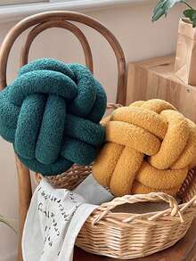 1pc Plush Sherpa Knot Ball Decorative Pillow, Home Decor Accent Cushion For Sofa Bedroom, Halloween Gift - Multicolor - View 8