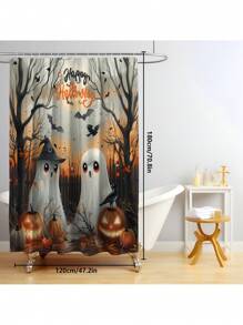 [Cadeau d'Halloween] 1 pièce/4 pièces Ensemble de décoration de rideau de douche d'Halloween | Beau cadeau moderne pour la maison avec 12 crochets de rideau de douche et 3 pièces de tapis de sol de toilette Rentrée des classes