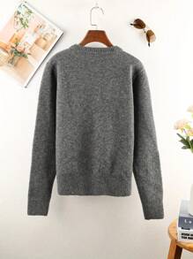 Plus Size Women Colorful Button Casual Long Sleeve Cardigan Round Neck Sweater Fall Winter