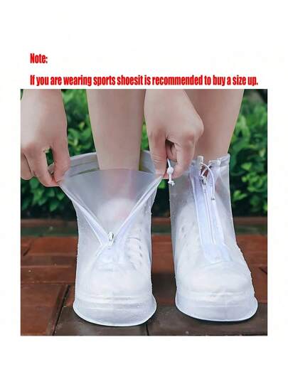 2pcs Zipper PVC Rain Shoe Covers (Please Order One Or Two Sizes Up From Your Normal Shoe Size) Anti-Slip Thick-Soled Rain Shoe Covers, Unisex Outdoor Travel Waterproof Slip-Resistant Overshoes, Back To School Supplies