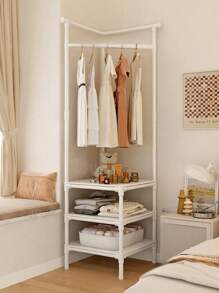 Cabide de metal de 3 níveis com ganchos e prateleiras - Organizador de roupas autônomo multiuso, cabideiro para chapéus - Cabideiro de aço inoxidável durável para quarto, sala de estar - Opções versáteis de montagem e armazenamento