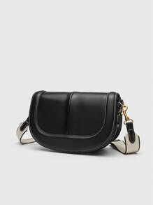 Bolso bandolera de la marca Za, bolso de lujo del 2025 con nuevo estilo, con correa de hombro ancha, decoración de pespunte y cierre, bolso cruzado