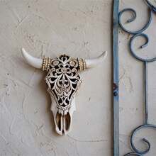 Cow Skull Wall Plaque Art Bull Head Skull Wall Hanging 3D Realistic Cow Skull Statue Realistic Faux Cow Skull Sculpture - 多彩的 - 查看 4