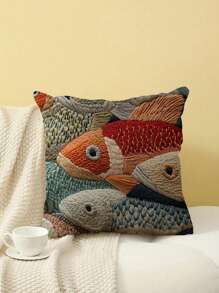 2pcs Vibrant 2D Fish Shaped Throw Pillow Covers - Multi Sizes, Colorful Polyester Decorative Covers With Zipper Closure, Suitable For Sofa, Patio And Living Room - Machine Washable, Farmhouse Spring Summer Party Decor, Zippered Pillowcase (Pillow Insert Not Included) | Vivid Fish Design | Zippered Pillow Covers, Decorative Pillows