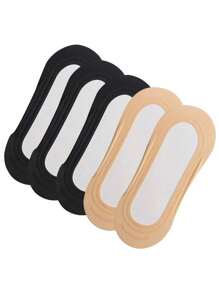 5 pares de calcetines finos de barco para mujer en verano, calcetines cortos invisibles de boca poco profunda, con silicona antideslizante y que absorben la transpiración