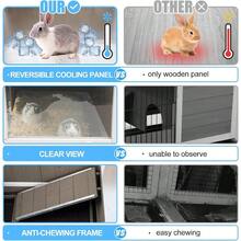 Rabbit Hutch Indoor Rabbit Cage Outdoor On Wheels Buuny Hutch Guinea Pig Cage Bunny Cage With Run And Hideout Hamster Cage With Wire Netting Above Pull Out Tray Pet House For Small Animals - RAB16-GREY - View 3