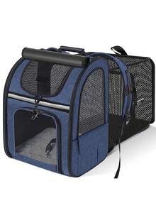 宠物笼，猫笼，宠物手提袋，宠物吊带笼 - 适用于中型猫和体重不超过 15 磅的小型犬的软边猫笼，宠物携带袋，航空公司认可的旅行狗笼