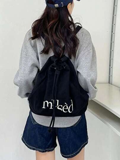 DAZY 抽绳背包，旅行和度假单肩包，学校背包，大容量，笔记本电脑隔层，便携，轻便，适合少女/大学生，非常适合办公室、大学、小学、初中、高中、工作、商务、通勤、运动、度假、休闲、购物