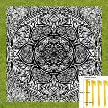 1pc Digital Printed Outdoor Picnic Mat, Beach Blanket, Black & White Mandala Design, Personalized, Fade Resistant, Lightweight Portable, 120g Polyester, With 4 Stake Pegs, Thick Protection, Suitable For Picnic, Camping, Beach, Yard