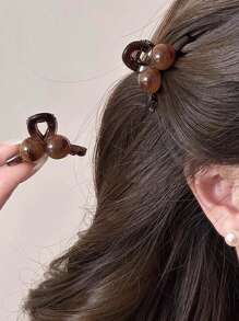 1/2/4pcs Amber Color Round Ball Medium Claw Clips Hair Claws Hair Accessories, Stylish Women Hair Clip