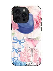 1 Stück weiches rosa Fruchtbogen Muster stoßfeste Anti-Rutsch TPU+PC 2 in 1 Handyhülle kompatibel mit Apple 11/12/13/14/15/16/16 Plus/16 Pro/16 Pro Max