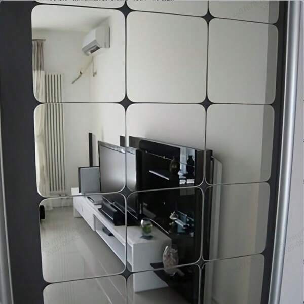 Juego de 6/12 láminas de espejo de plástico flexible - Azulejos de espejo acrílicos autoadhesivos sin marco, espejo pequeño (5.9 X 5.9 pulgadas) Pegatinas de pared