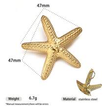 1pc Fashionable Luxury 18K Gold Stainless Steel Sea Conch, Starfish And Sun Pendant Necklace, Versatile Accessory For Women