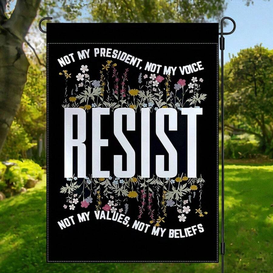 2D Door Banner 1pc FDT Garden Flag Resist With Flowers Print Welcome Outdoor Banner Flag Home Yard Decor, Lawn Decor Housewarming Gift Double Sided Burlap Flag 12x18inc
