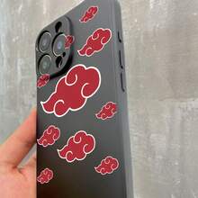 1 Piece Of High-End Sense Phone Case With Personalized Red Cloud Pattern, Suitable For IPhone 16Pro Max 11 12 13 14 15, High-End Sense Simple Phone Case With Dust Filter, With A Layer Of Velvet Inside. - 黑色 - 查看 5