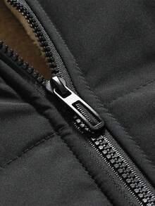 Men's Jacket, Solid Color Stand Collar Jacket, Loose Comfortable Breathable Sports Outerwear, Winter - Black - View 5