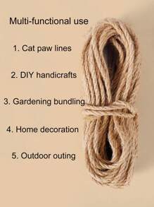 20 metri * 6mm Corda di canapa per graffio di gatto, materiale durevole in sisal, ideale come parti di ricambio per artigianato fai-da-te e giocattoli per animali domestici, adatto per giardinaggio, legatura, decorazione domestica, escursioni all'aperto, allestimento di eventi, supporto per graffiare i gatti.