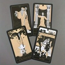 1 pièce - Cartes dorées Wyspell - Un élégant ensemble noir et or, parfait pour les débutants, idéal pour les fêtes et les rassemblements, cartes de jeu de magie en carton épais avancées, utilisées pour la prophétie et la divination