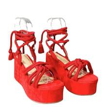 Women's Shoes 2025 Summer Fish Mouth Strap Wedge Sandals European And American Style Large Size Thick Sole Shoes - 桔色 - 查看 7