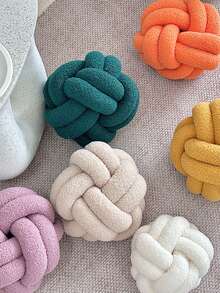 1pc Plush Sherpa Knot Ball Decorative Pillow, Home Decor Accent Cushion For Sofa Bedroom, Halloween Gift - Multicolor - View 2