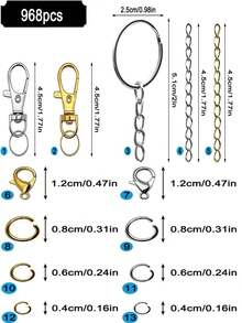 DIY 13-Slot Fashion Keychain Making Kit, Key Ring, Key Chain, Hardware, Lobster Clasp, Box Accessories, Keychain Craft Jewelry - Multicolor - View 7