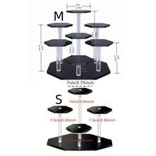 亚克力展示架，六角形娃娃展示管架，收藏品，化妆品，香水收纳架，食品和甜点展示架，家居装饰，圣诞礼品架 - 黑色 - 查看 2