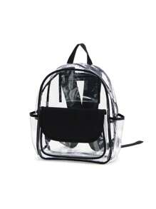 1pc Customizable Embroidered Name Transparent Backpack, Transparent Sports Outdoor Fitness Backpack, Casual Travel Visible Storage Bag, Large Capacity Waterproof Backpack, Summer Beach Holiday Travel Bag, Customized Student Name Transparent School Bag, Suitable For Daily Use, Can Be Given As A Gift To Family, Friends, Christmas, Easter, Spring Festival, Mother's Day, Father's Day, Women's Day, Valentine's Day, Teachers' Day, Nurses' Day, Birthday Gift