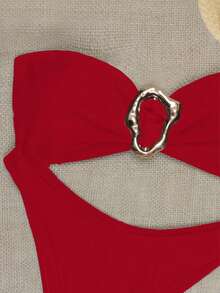 Women's Sexy Solid Color Push-Up Bikini Set, Summer Beach