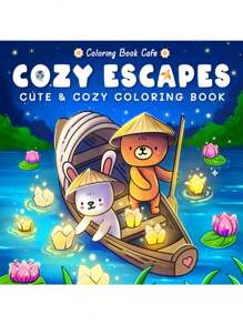 1pc Cozy Escapes:Easy Coloring Book For Adults And Teens, Colouring Book Super Cute Designs Of Cozy, Hygge Spaces For Relaxation (Cozy Spaces Coloring) .Back To School A Relaxing Gift For Friends, Couples, And Family . Painting Kit [Default Without Pen]