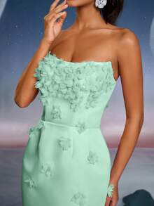 Anymoon Cute 3D Handmade Floral Decor Formal Prom Dress, Suitable For Graduation, Homecoming, Party, Cocktail Party And Wedding Occasions. - Green - View 11