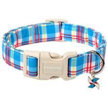 DOGWONG Colorful Checkered Dog Collar - Adjustable Plaid Pet Collar For Small, Medium & Large Dogs | Cute Boy/Girl Design, Durable & Stylish - Blue Checkered - ô vuông màu xanh - Xem 7