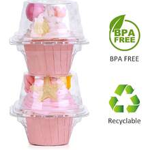 Cupcake Boxes Individual Cupcake Containers, 50 Packs Regular Single Cupcake Holder High Topping For Muffins, Thicker Stackable Plastic Cupcake Carrier For Party (50 Pack) - GÓI 100 - Xem 6