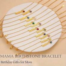 1pc Personalized Custom Necklace - Mom's Birthday Gift Golden Mom Bracelet With Birthstone Birthday Gift Women's Exquisite Birthstone Bracelet Jewelry Mom Gift Mother's Gift New Mom Gift