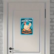 Happy Chicken Fresh Eggs - 8"*12"Metal Sign In German, Perfect For Home, Office, Cafe & Restaurant Decor, Easy Wall Mount - Multicolor - View 2